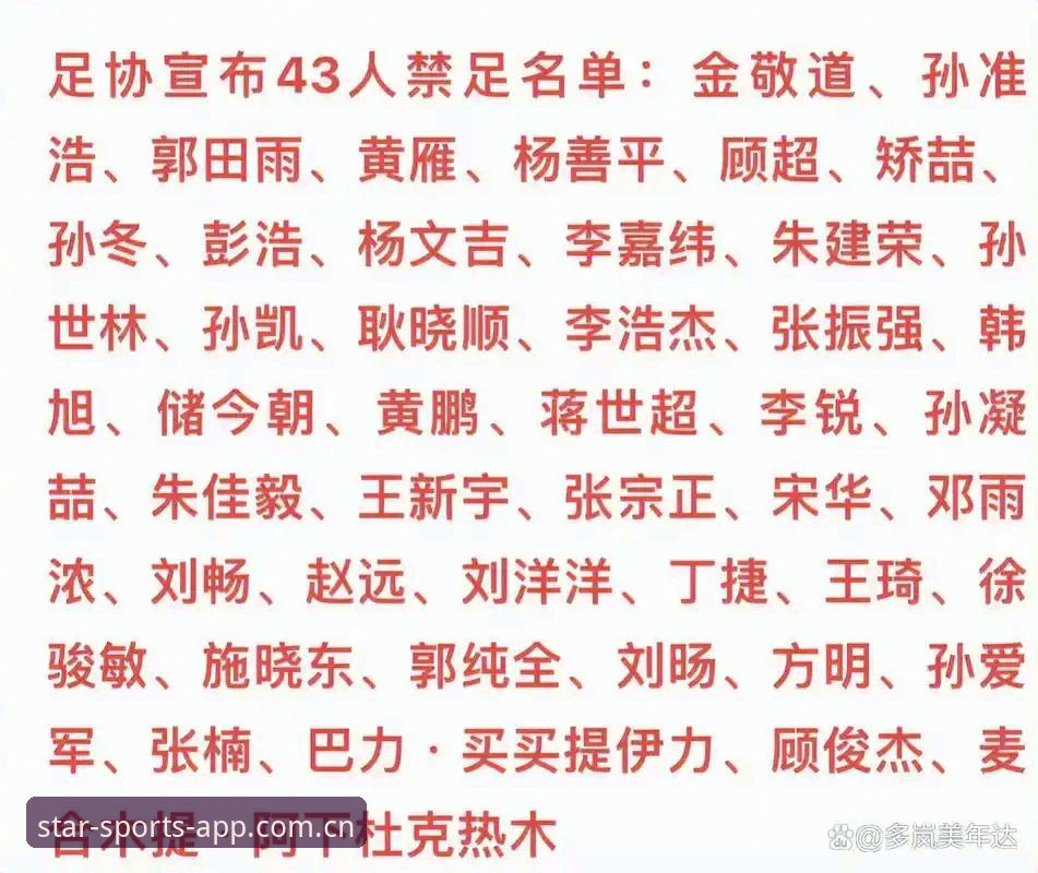 中国足协第三批禁足名单详解——星空体育平台用户深度观察